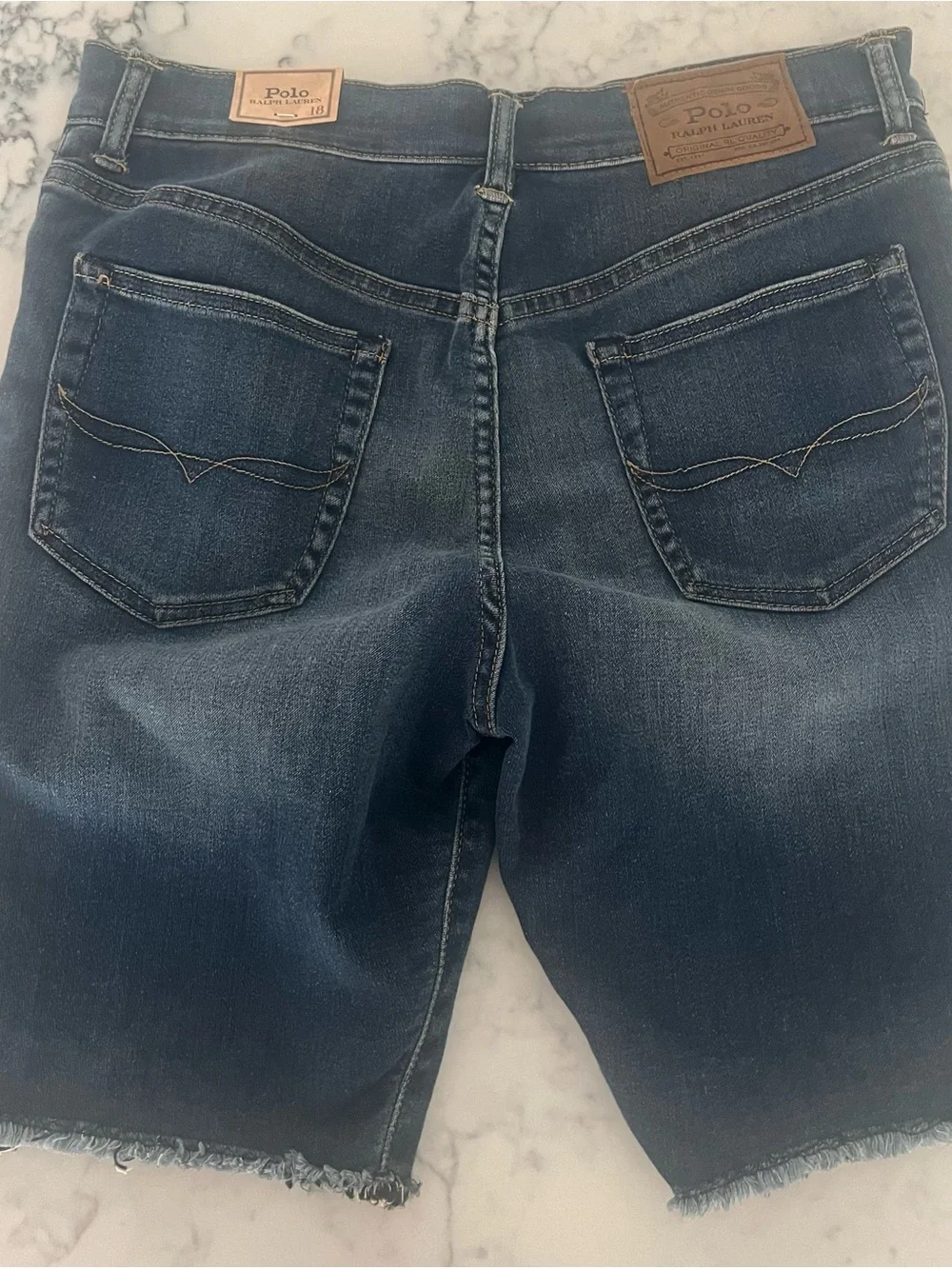 Polo Ralph Lauren Denim Shorts Kids Size 18 Blue Raw Hem Classic Preppy New